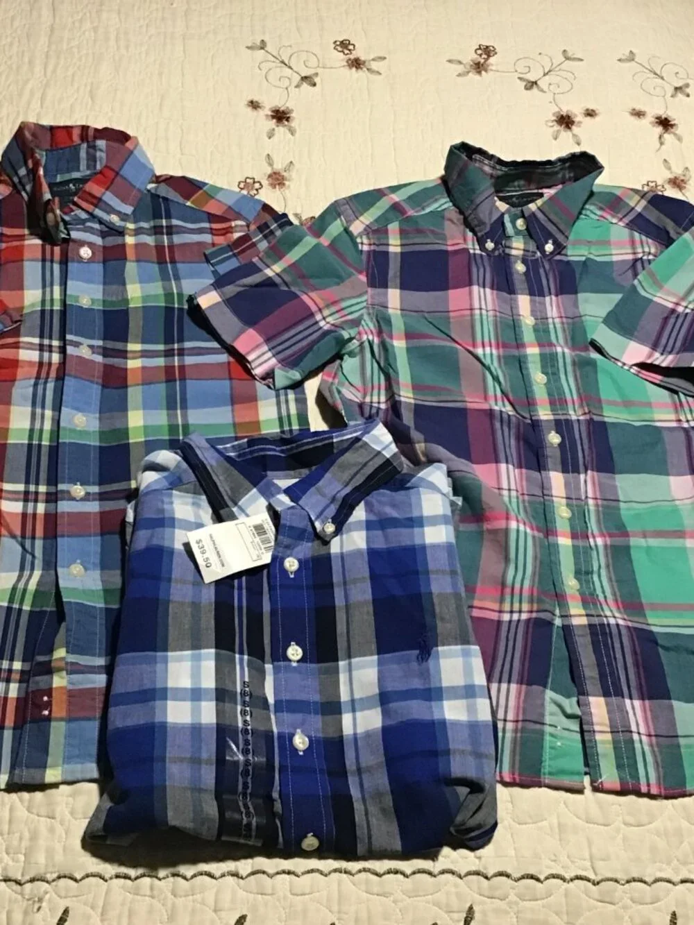 Lot of Boy's Ralph Lauren Size 8 Short Sleeve Plaid Button Down Shirts--Great